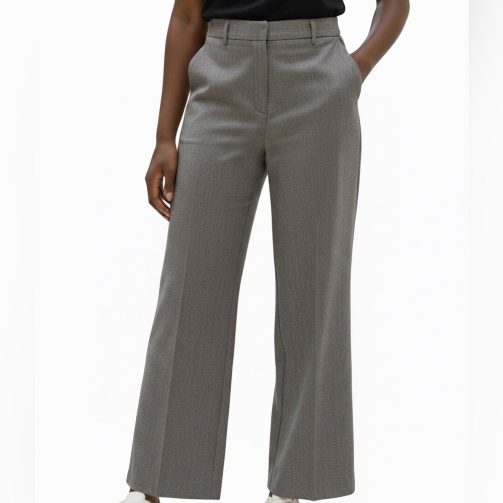 Mango Herringbone Gray Trousers (Wide Leg)
